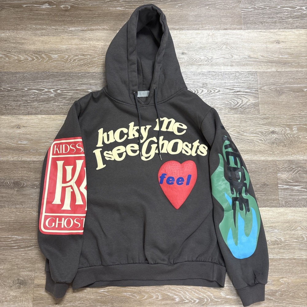 Kanye West × Kid Cudi Lucky Me l See Ghosts Hoodie Sweatshirt Large Camp Flog